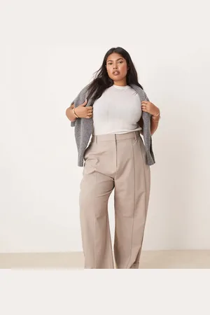 ASOS Pantalones de sastre color con detalle de trabilla de Curve-Rosa