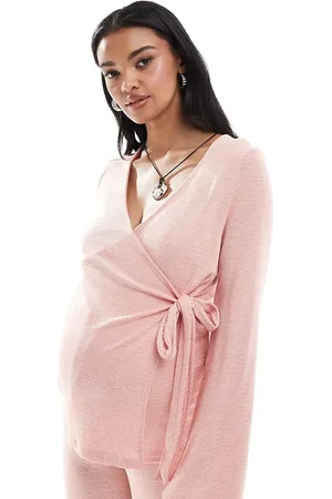 Mama;licious Top rosa pétalo cruzado de punto liso flameado de Mamalicious Maternity (parte de un conjunto)
