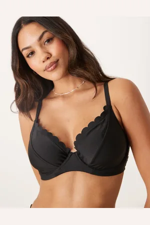Peek & Beau Top de bikini de copas grandes con aros y bordes festoneados de