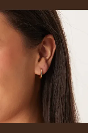 DesignB London Pendientes de aro pequeños dorados de