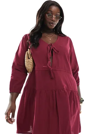 Esmée Vestido playero corto escalonado con lazada delantera exclusivo de Esmée Curve