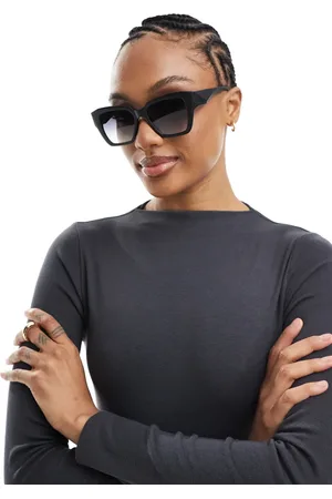 Pieces® Gafas de sol negras cuadradas con lentes negras tintadas de