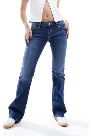 ONLY Vaqueros de talle bajo y corte acampanado con lavado azul medio Blush de