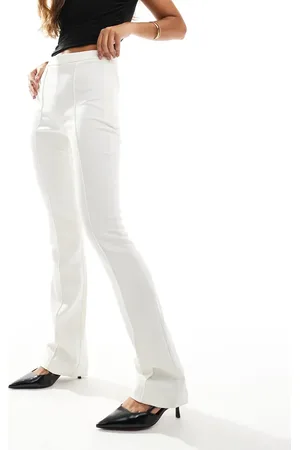 ASOS Pantalones de sastre blanco con nervios de -Beis neutro
