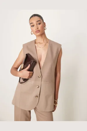 ASOS Chaleco color moca extragrande de (parte de un conjunto)-Marrón