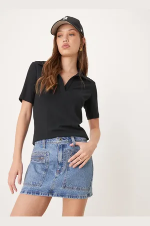 Abercrombie & Fitch Minifalda vaquera cargo con lavado azul claro de tejido ligero de