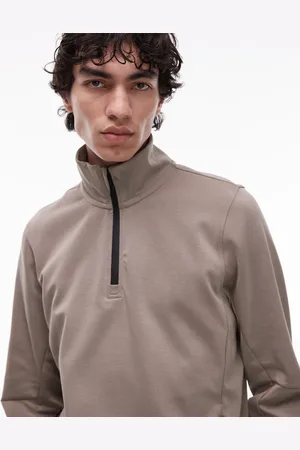 MANGO Jersey color con media cremallera de tejido deportivo transpirable de -Marrón