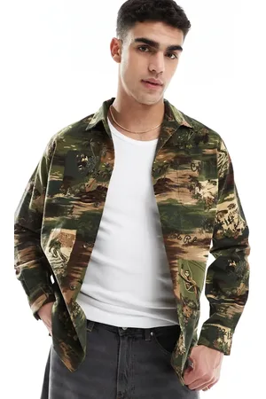 Ralph Lauren Camisa clásica extragrande con estampado de camuflaje de pana de