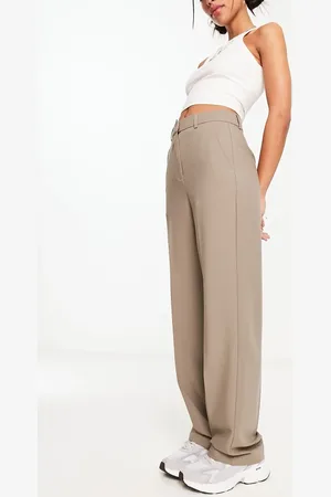 JJXX Pantalones de sastre marrón grisáceo de talle alto Mary de