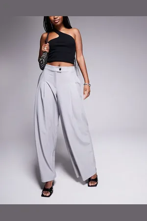 River Island Pantalones grises de pernera ancha de