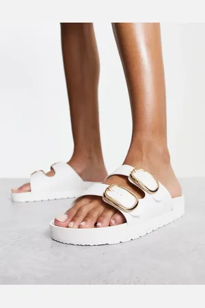 London Rebel Sandalias blancas con dos hebillas de