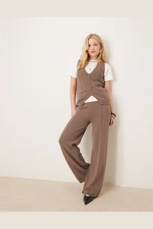 ASOS Pantalones color moca de pernera ancha de (parte de un conjunto)-Neutro