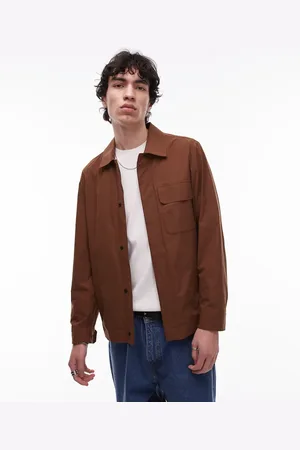 MANGO Chaqueta color óxido estilo camisa de tejido deportivo transpirable de -Marrón