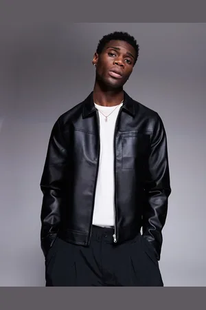 ASOS Chaqueta Harrington negra de cuero sintético de