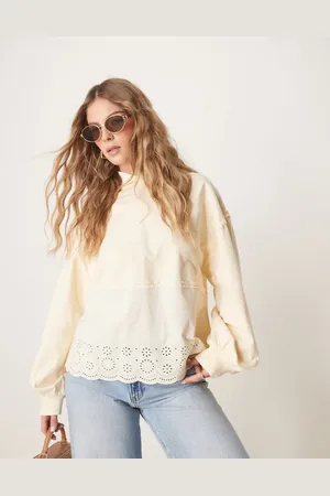 ASOS Sudadera color crema lavado extragrande con capucha y detalle bordado de -Multicolor