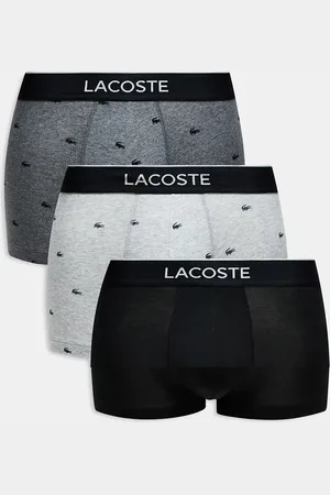 Lacoste Pack de 3 calzoncillos de color gris y negro con estampado integral de