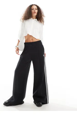 adidas Pantalones negros de pernera ancha con 3 rayas Adicolor Classics de