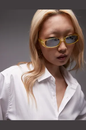 Topshop Gafas de sol verdes con montura envolvente deportiva estrecha Ibiza de
