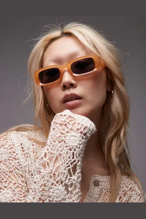 Topshop Gafas de sol color con montura rectangular estrecha Barcelona de -Marrón
