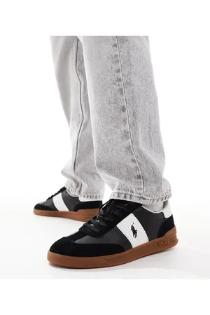 Ralph Lauren Zapatillas de deporte negras y blancas con suela de goma Heritage Aera de -Negro