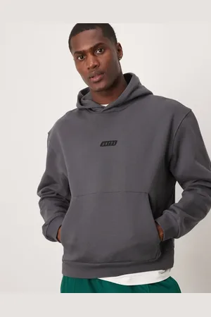 ASOS Sudadera negro lavado de corte cuadrado extragrande con capucha y estampado en el pecho de tejido grueso premium de 400 g/m2 de -Gris
