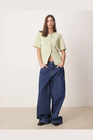 Abercrombie & Fitch Top de sastre de manga corta con botones de