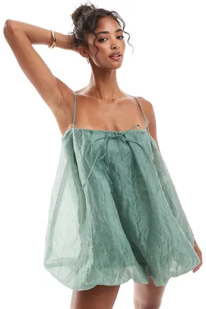 ASOS Mono corto menta con diseño abombado y escote cuadrado de