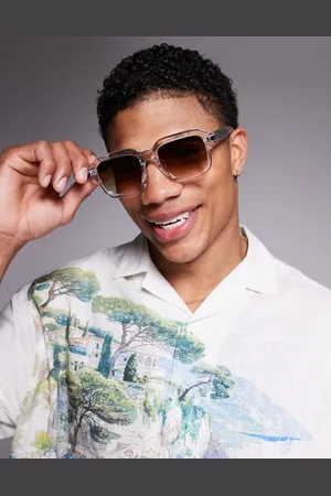 Quay Australia Gafas de sol transparentes con montura cuadrada y lentes marrones Playback de Quay