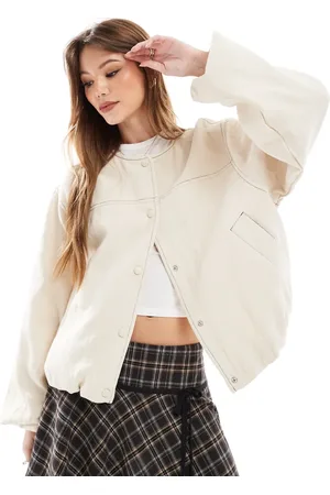 ASOS Chaqueta bomber color sin solapas de algodón texturizado de -Sin color