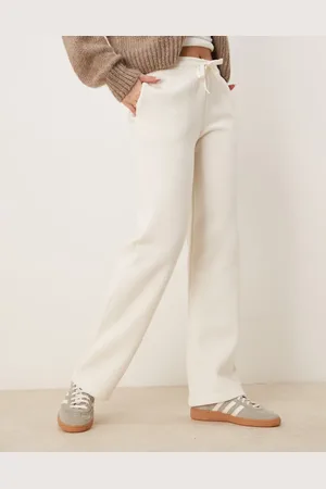 Gina Tricot Joggers color sueltos de pernera recta -Blanco