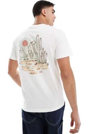 Lee Camiseta blanco hueso holgada con estampado trasero de paisaje de estilo wéstern de
