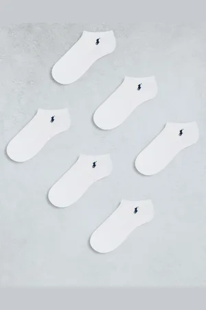 Ralph Lauren Pack de 6 pares de calcetines tobilleros blancos para zapatillas de deporte con logo de