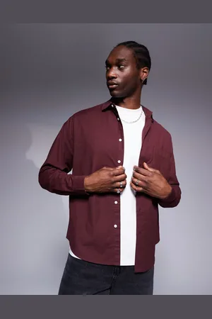 ASOS Camisa Oxford burdeos oscuro de corte cuadrado extragrande de -Rojo