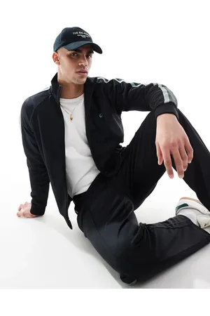 Fred Perry Chaqueta de chándal negra con cinta del logo en dos colores de (parte de un conjunto)