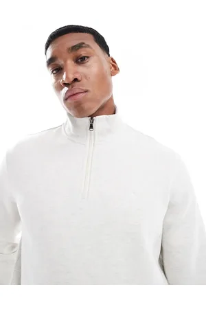 Ralph Lauren Sudadera color piedra jaspeado con media cremallera y logo de punto doble Icon de -Neutro
