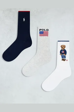 Ralph Lauren Pack de 3 pares de calcetines de varios colores con estampado de logo, oso y bandera de -Multicolor
