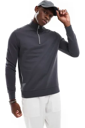 ASOS Sudadera gris carbón básica con cremallera corta de