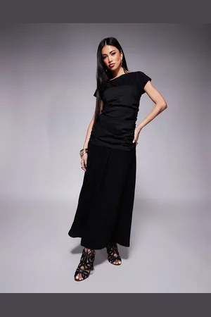 ASOS Vestido midi sin mangas con cuello redondo y cuerpo fruncido de