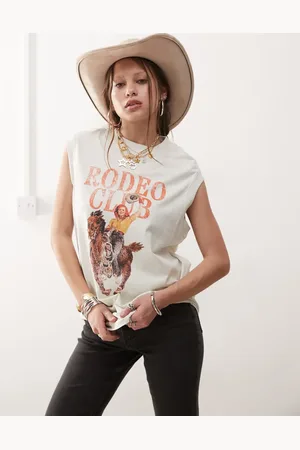 Wrangler Camiseta blanco envejecido sin mangas con estampado "Rodeo Club" de