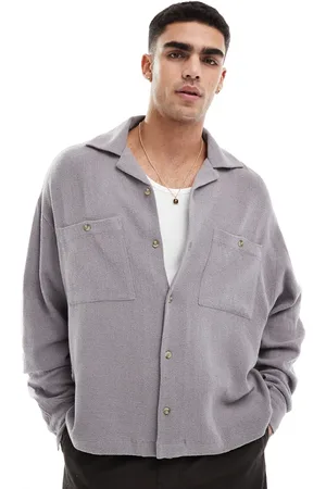 ASOS Camisa texturizada de corte cuadrado extragrande de -Morado