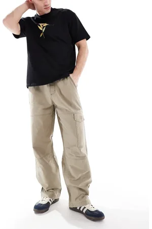 Wrangler Pantalones color de corte suelto y estilo carpintero con cordón ajustable de algodón de -Neutro