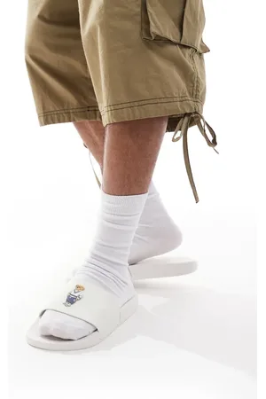 Ralph Lauren Sandalias blanco hueso con logo de oso de