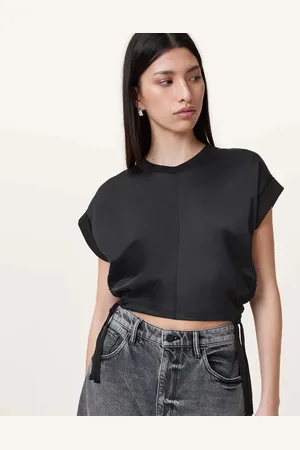 AllSaints Camiseta negra de satén Mira de