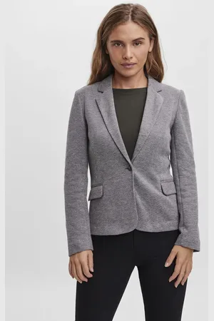 VERO MODA Americana gris eclipse total con botonadura simple de