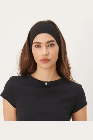 DesignB London Diadema negra ancha de punto de