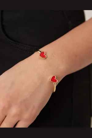 ASOS Pulsera dorada abierta con detalle de corazones esmaltados de