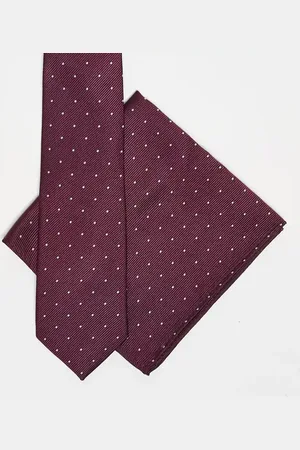 ASOS Juego de corbata y pañuelo de bolsillo con estampado de lunares de -Rojo