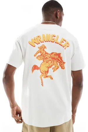 Wrangler Camiseta blanco holgada con estampado trasero del logo de rodeo de