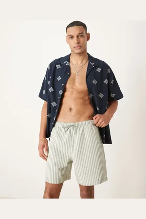 Abercrombie & Fitch Shorts de baño de 7" verde con cordón ajustable de