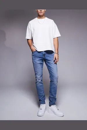 River Island Vaqueros ajustados en azul lavado medio de
